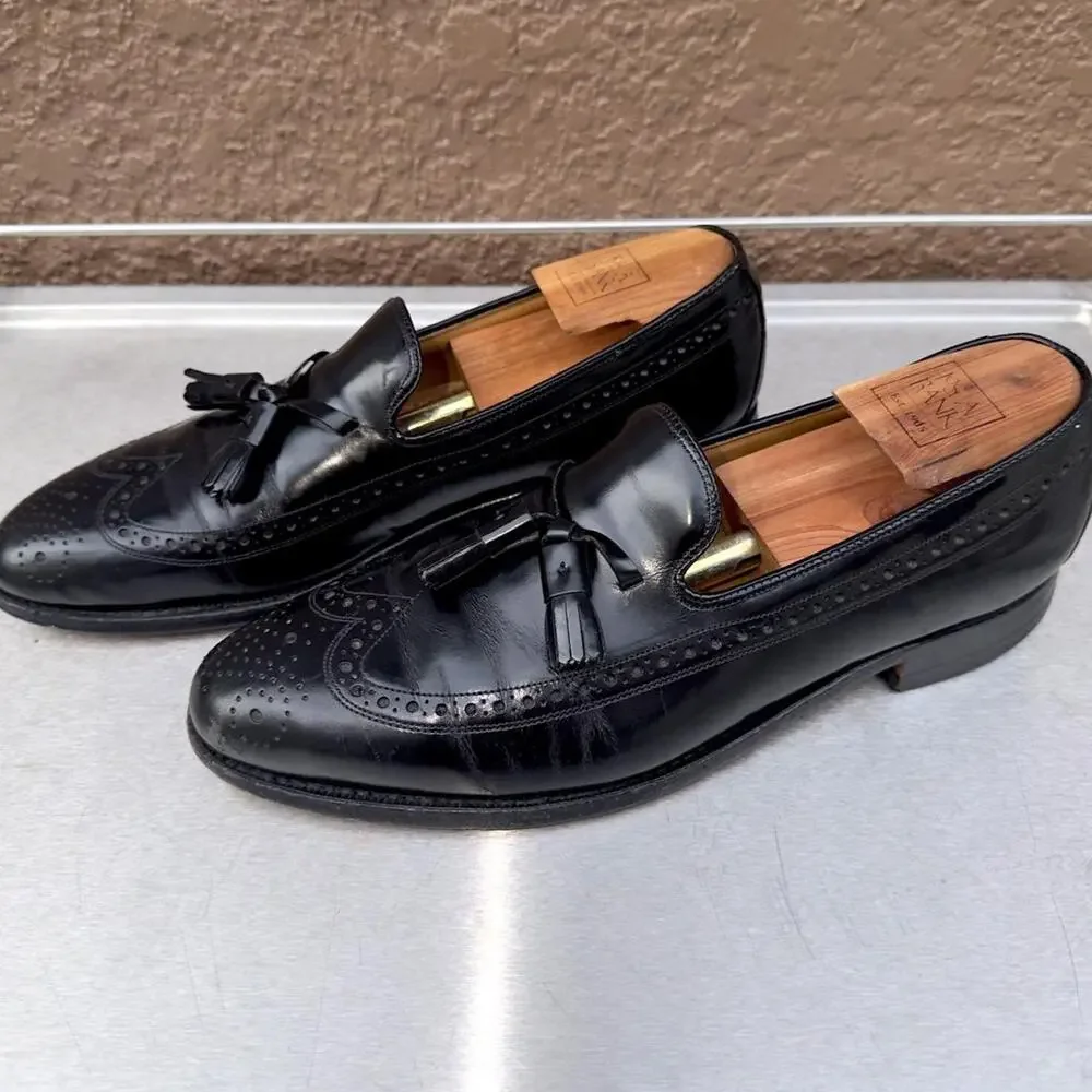 Johnston & Murphy Black Leather Loafers with Tassel - Size 9 1/2